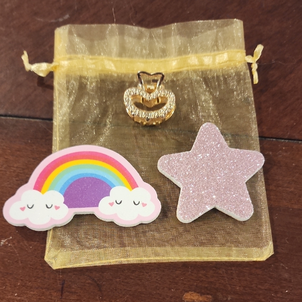 Glittery Pink Star and Rainbow Kids Accessories Set nail filer - Picture 1 of 2